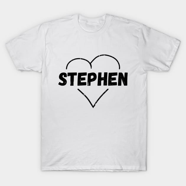 Stephen Name Inside Vintage Heart, Stephen for Valentines Day T-Shirt by Liquids